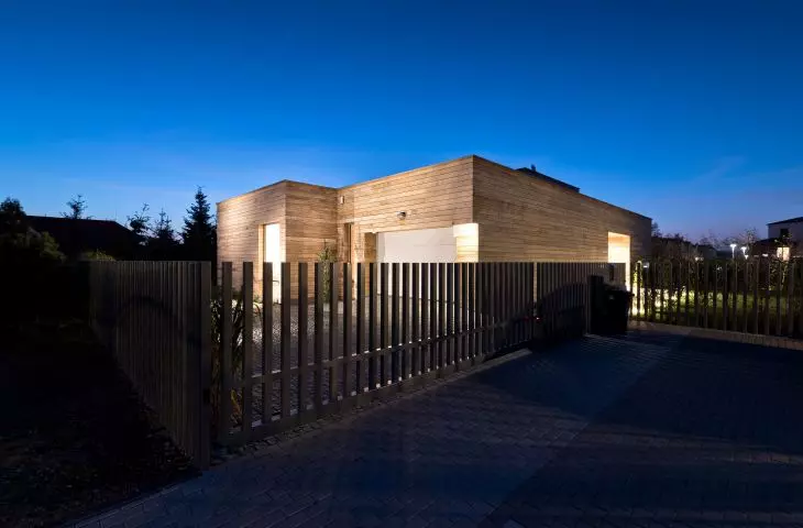 Cedar House at night