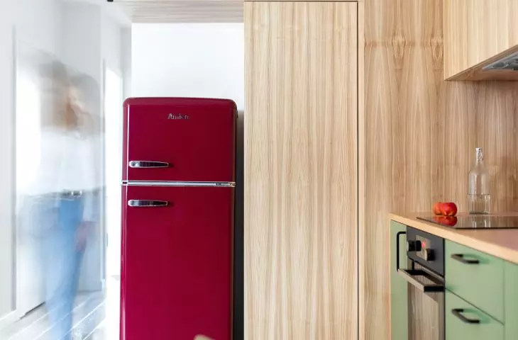 Ripe cherry-colored refrigerator
