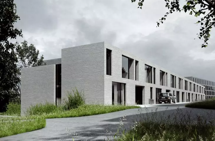 fragment zabudowy osiedla mieszkaniowego w Tbilisi, na wizualizacji domu typu townhouse