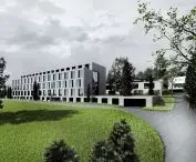 A fragment of a housing development in Tbilisi, on the visualization of a loft house