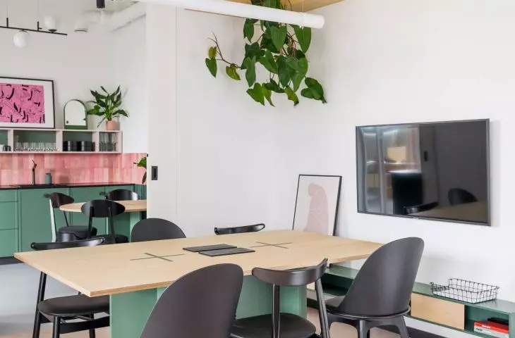 One of the desks for working together
