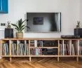 W szafce pod telewizorem zmieściły się wszystkie płyty winylowe