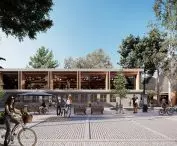 wizualizacja, widok na przebudowany budynek