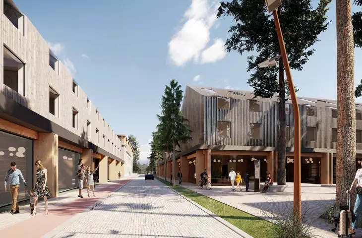 wizualizacja, widok na nowe budynki