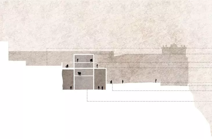 Cultural Museum project, cross-section of the site