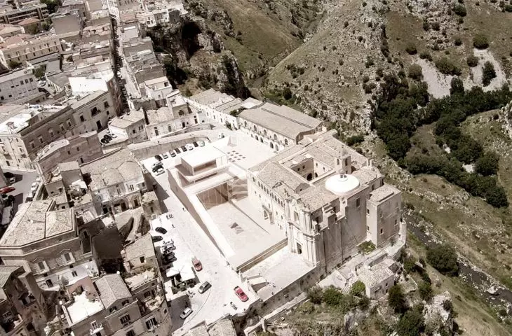 An aerial view of the museum in Matera