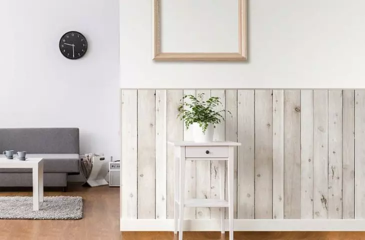 Partial wood panels in the living room