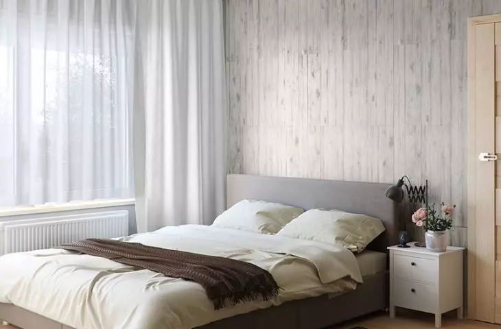 Wooden panels behind the bed
