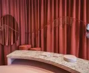 Pink marble bench