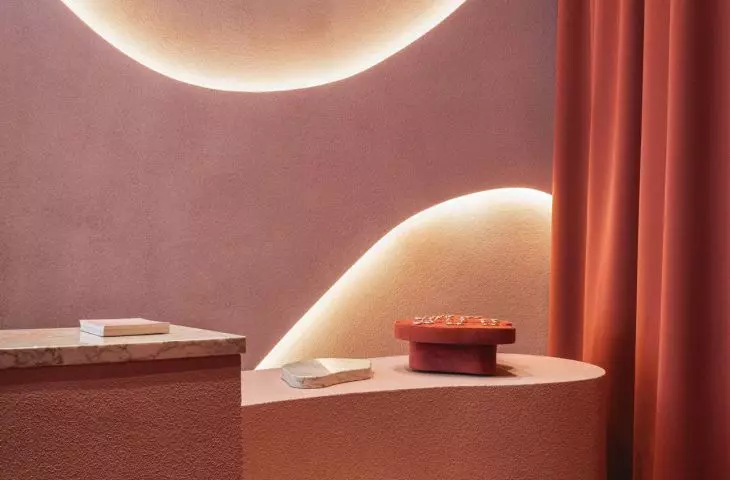 Oblique shapes create an interior