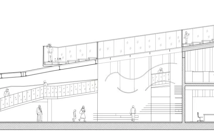 Flamingo Observation Center, cross-section
