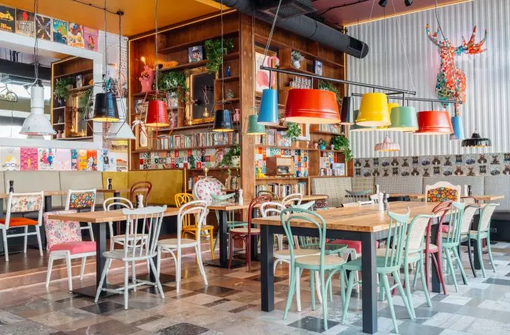 Lamps made of colorful buckets