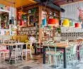 Lamps made of colorful buckets