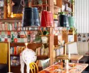 Bucket lamps in a metal space frame