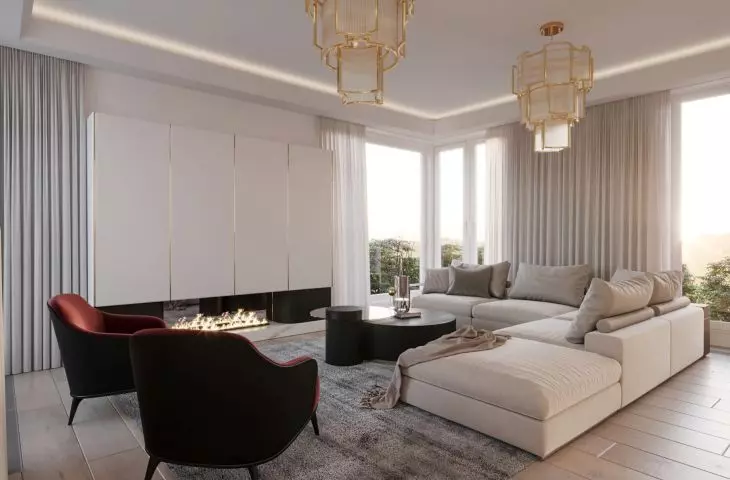Living room kept in bright colors