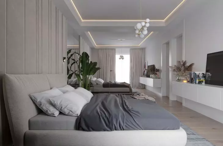 Bedroom maintained in light color tones