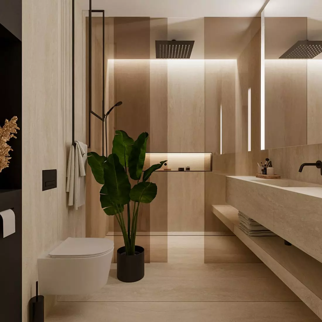 Elegancka łazienka w warszawskim apartmencie 