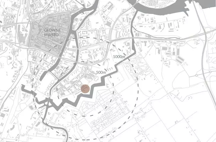 Location of the school on the city plan