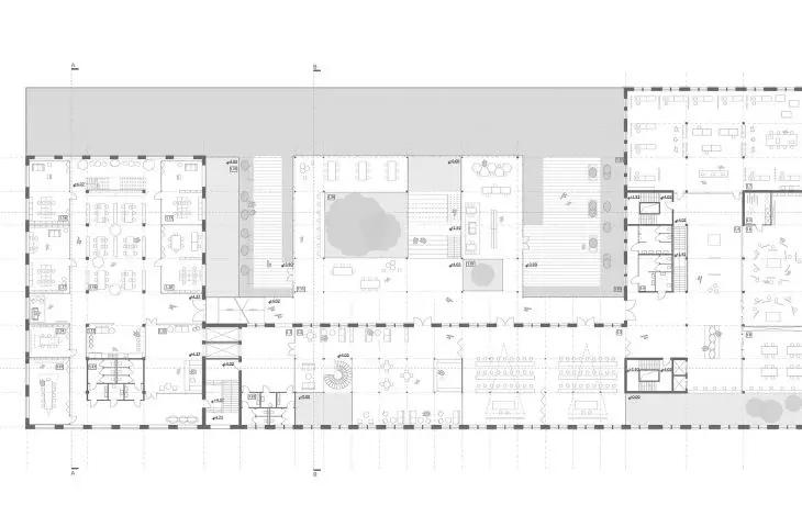Floor plan of the +1 floor of the main building