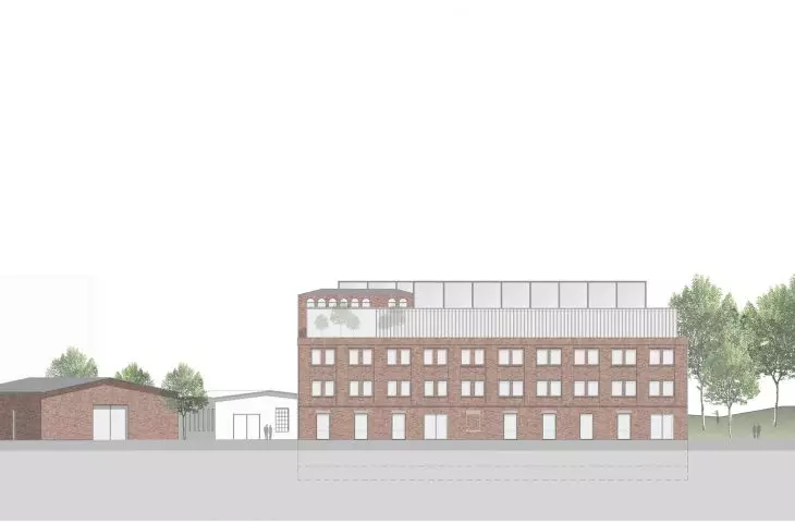 South elevation of the foundation
