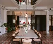 Original flooring completes the space