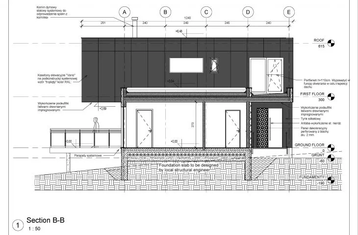 Projekt Euro Home, projekt budowlany, przekrój