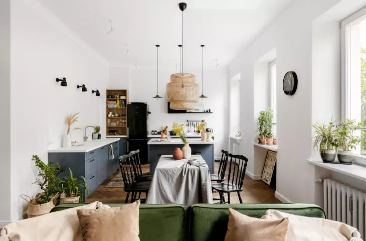Dining room and kitchen interior