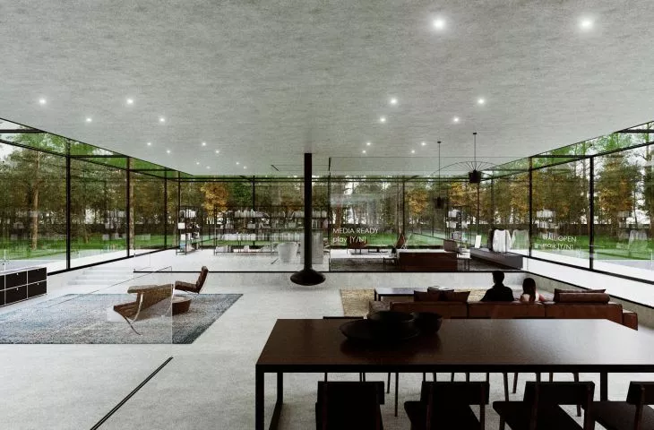 House Wide Shut, a living room with an open view