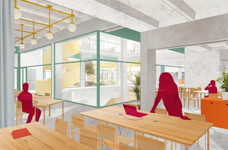 Coworking space with open auditorium and conference rooms, 2019 project