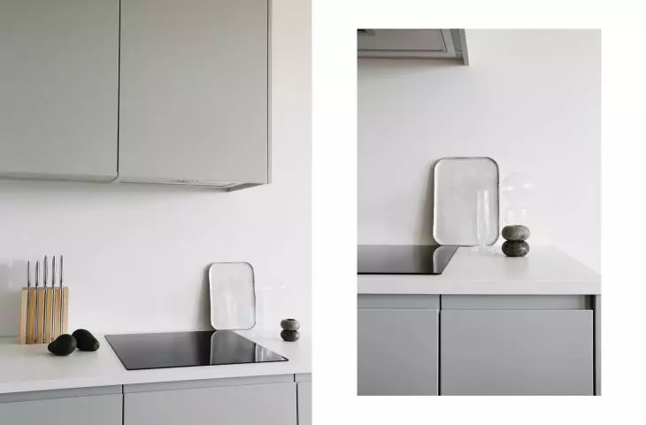 Kitchen in mint green color