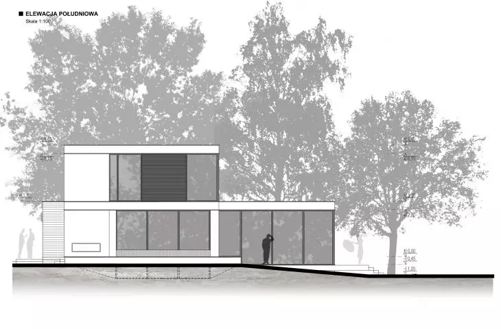 House R, south elevation