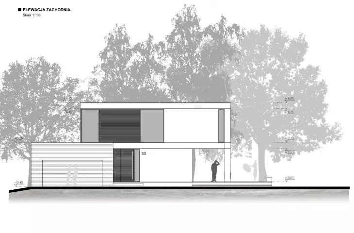 House R, west elevation