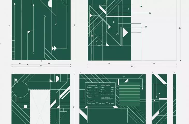 geometryczne grafiki na ścianie