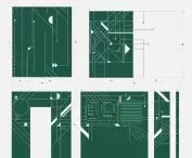 geometryczne grafiki na ścianie