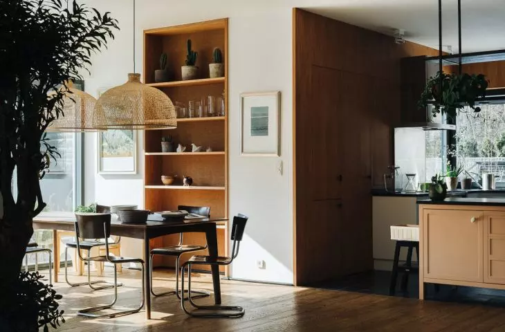 spacious kitchen with dining area