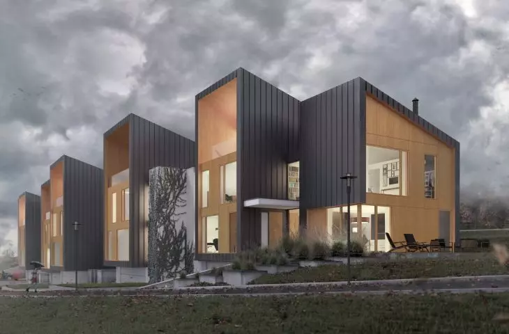 Terraced housing in Luxembourg consists of three buildings