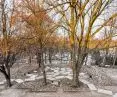 the main development of the park is a mosaic of forty slabs of gray sandstone