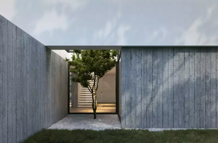 House K01, tree-lined patio