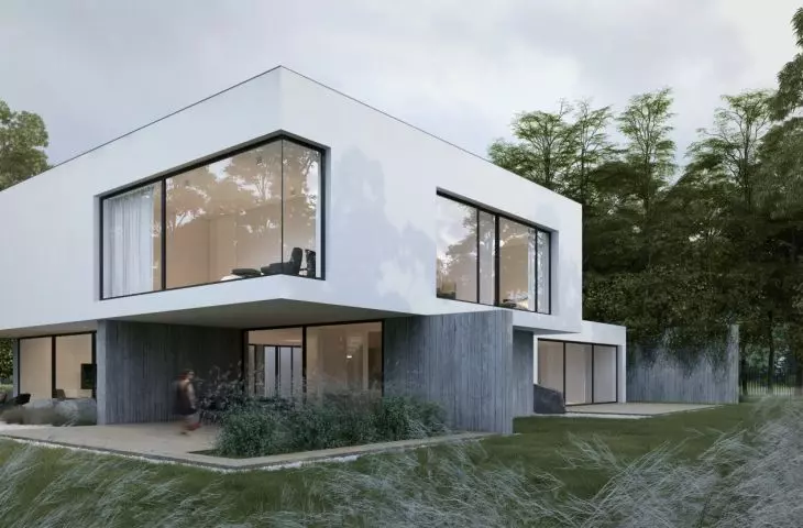 Dom K01, dwie bryły nałożone na siebie 