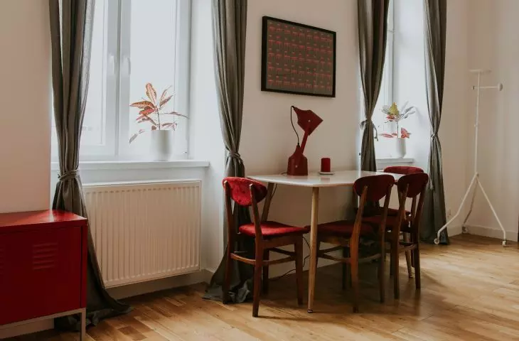 Apartment Noise, set of red chairs