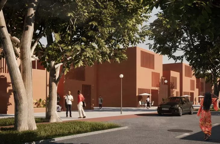 on the outskirts of the quarters and along the walking and shopping tracts, more intensive multi-family development is envisaged