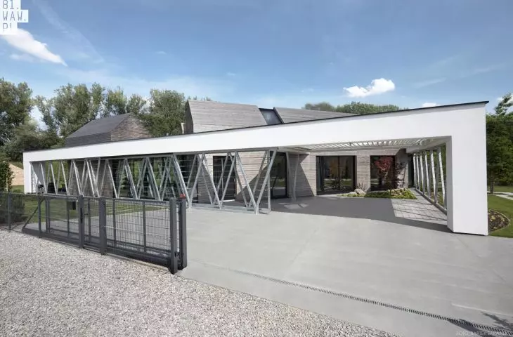 The triangles that appeared in the facade are a hidden sliding gate