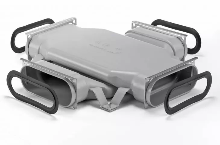 OnFloor air distribution system components - 2×ComfoTube Flat 51 duct crossing