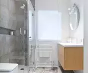 bathroom next to the bedroom