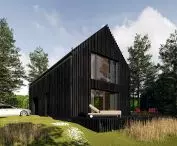 Dark façade and large glazed areas