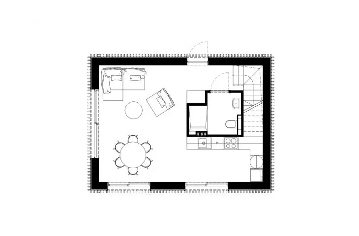 Type B house, first floor plan
