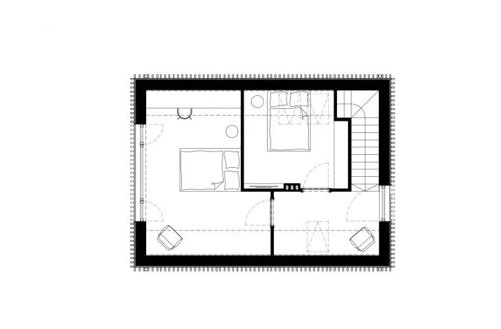 Type B house, attic plan 