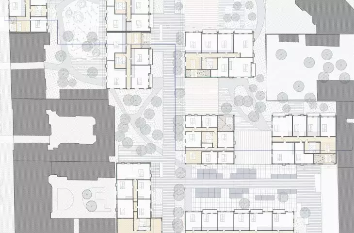 Second floor plan of the designed buildings