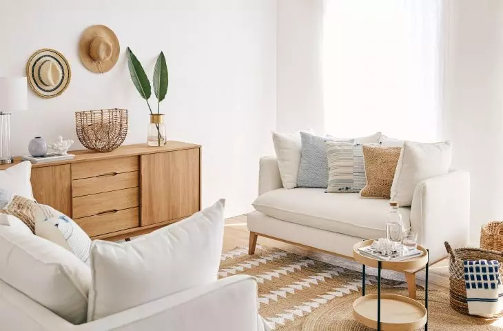 Living room space in bright colors