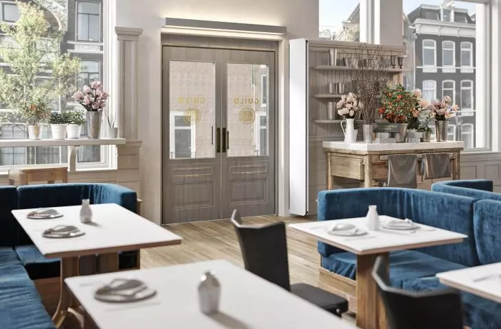Slim air curtain with motion sensor - restaurant